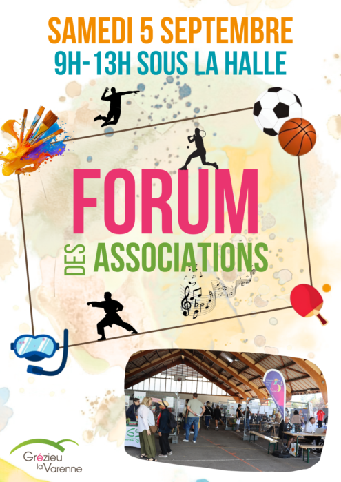 Samedi 5 septembre 9h-13h sous la halle Forum des associations Grézieu la Varenne
